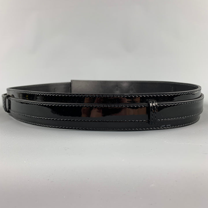 BURBERRY PRORSUM Size 40 Black Patent Leather Double Strap Belt