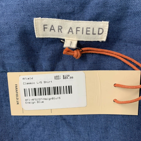 FAR AFIELD Size S Indigo Solid Linen Button Up Long Sleeve Shirt