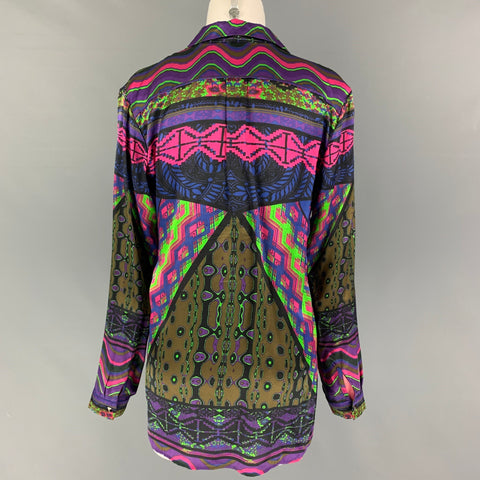 CUSTO BARCELONA Size S Multi-Color Silk Rayon Abstract Tunic Blouse