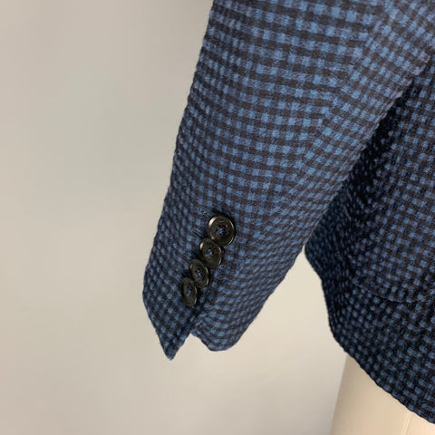 ERMENEGILDO ZEGNA Size 40 Blue Black Gingham Wool Blend Sport Coat