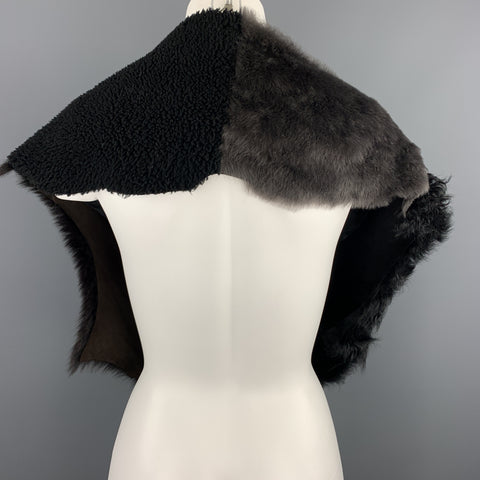 OWEN BARRY Black & Gray Patchwork Shearling & Fur Scarf