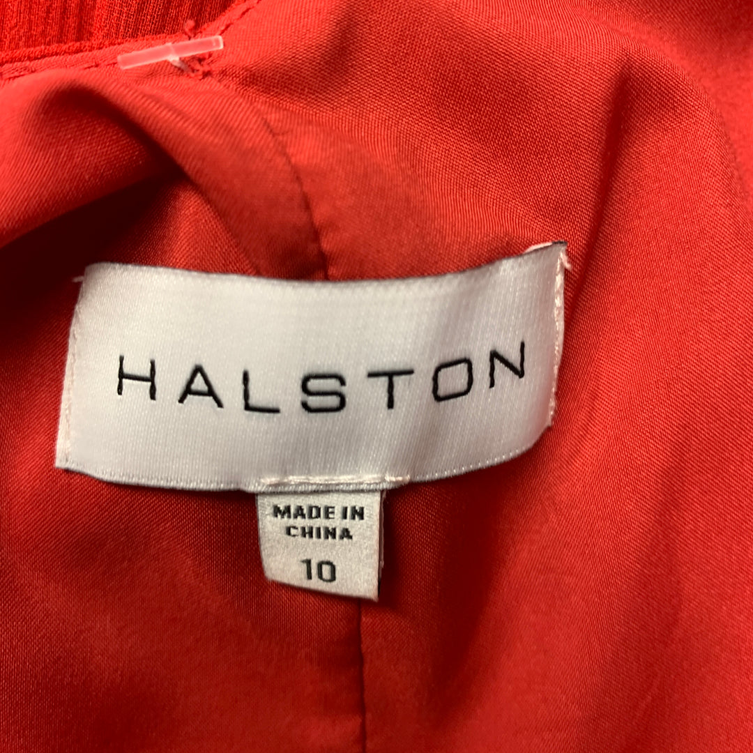 HALSTON Size 10 Red Silk Halter Long Gown