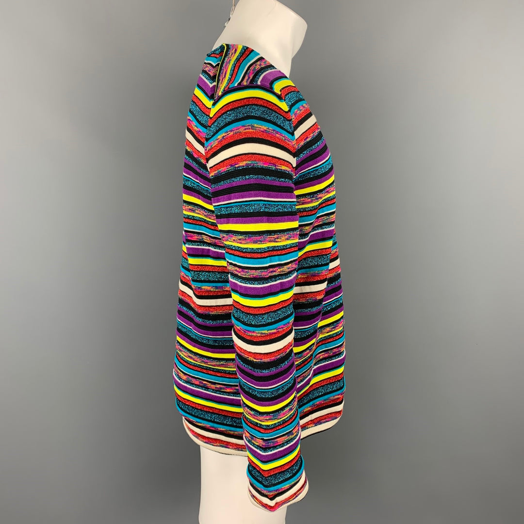 COMME des GARCONS SHIRT Size L Multi-Color Stripe Polyester Blend V-Neck Pullover