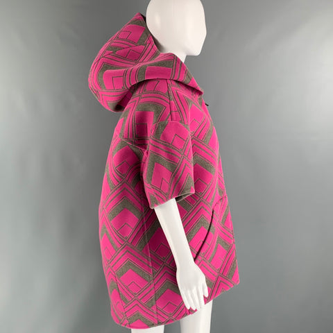 MARC JACOBS Size XS Pink Taupe Wool Graphic Short Sleeve Coat