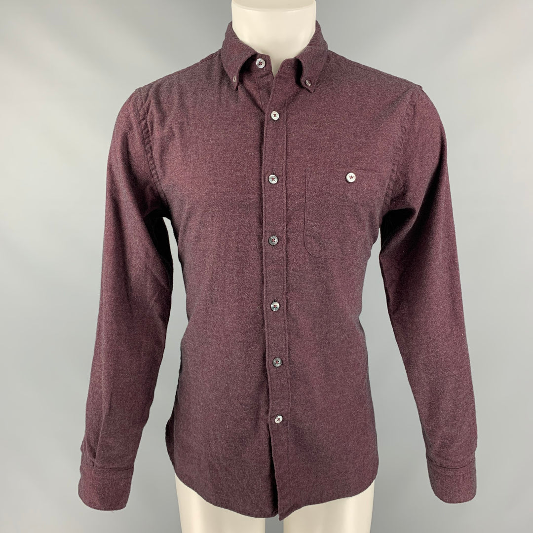 TODD SNYDER Size M Eggplant Heather Cotton &  Cashmere Long Sleeve Shirt