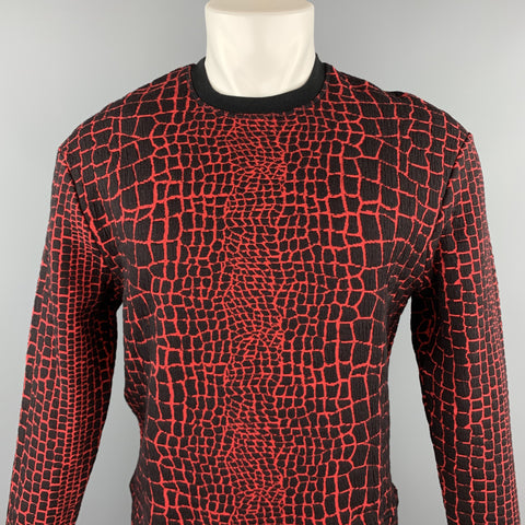 KENZO Size M Red & Black Alligator Cotton Blend Sweatshirt
