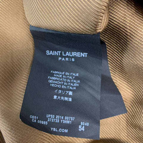 SAINT LAURENT Size 44 Brown Leather Epaulettes Jacket