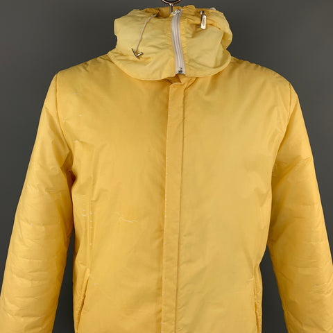HUGO by HUGO BOSS Size XL Yellow Crinkled Polyurethane Zip Up Coat