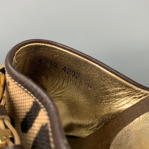 DOLCE &amp; GABBANA Taille 10 Sandales sabots en cuir et toile marron et beige