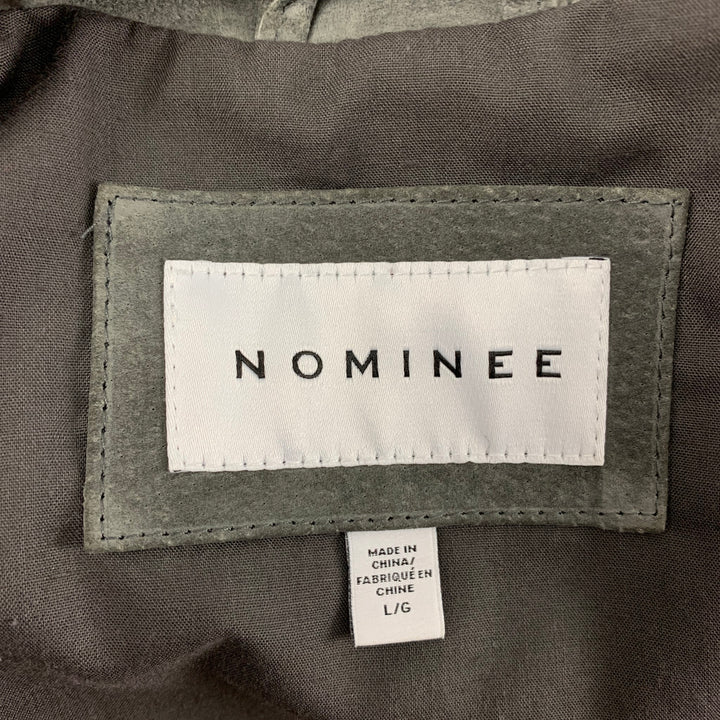 NOMINEE Size L Grey Suede Biker Jacket