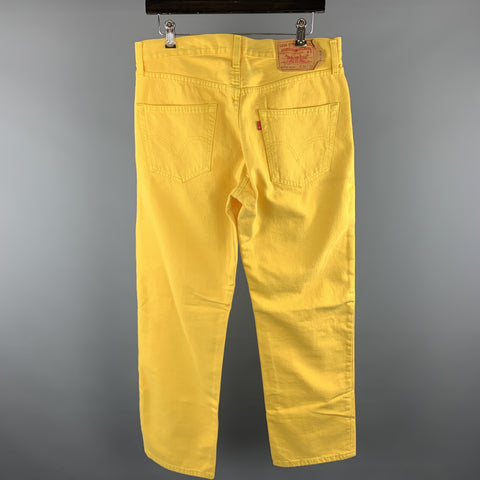 LEVI'S Size 34 Yellow Solid Cotton Button Fly Casual Pants