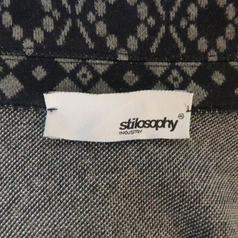 STILOSOPHY L Short Navy & Grey Fairisle Knit Notch Lapel  Sport Coat