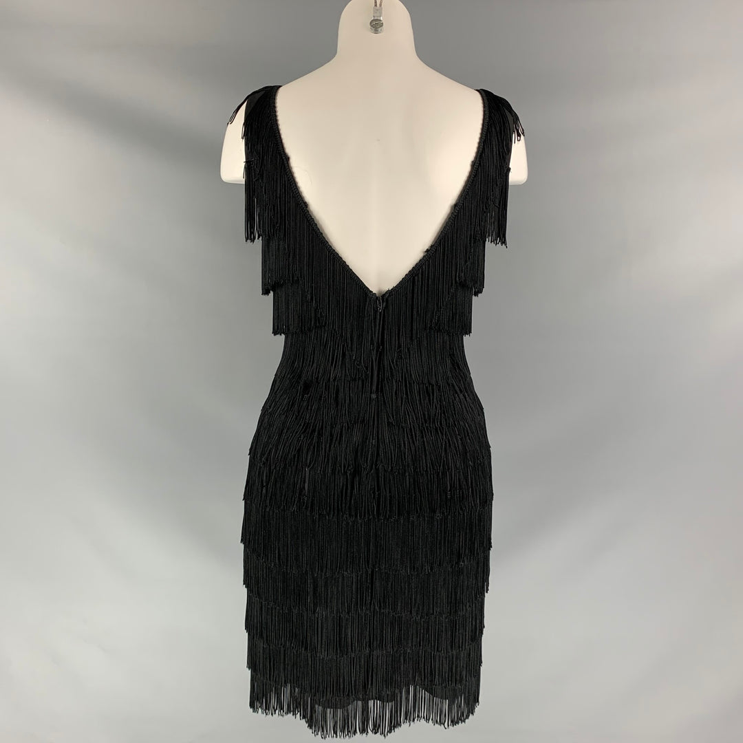 Vintage ROBERTA Black Acetate Fringe Knee-Length Cocktail Dress