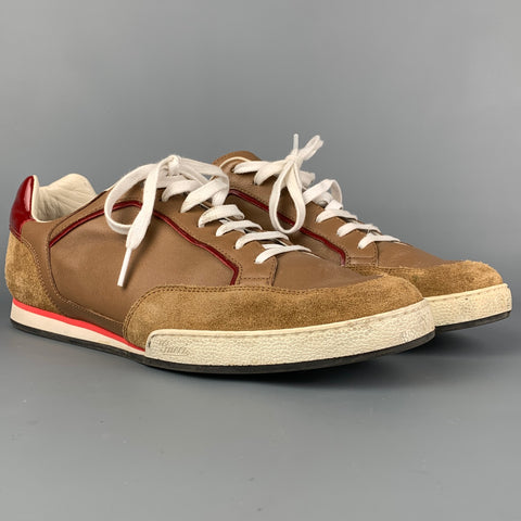 GUCCI Talla 9 Zapatillas bajas de ante color canela y rojo