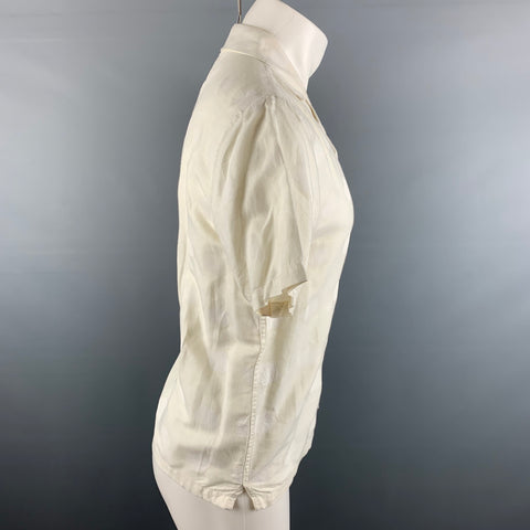 FOLK Taille M Chemise à manches courtes en coton/lin à pois jaune crème