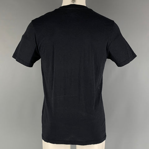 SANDRO Size M Black Embroidery Cotton T-shirt
