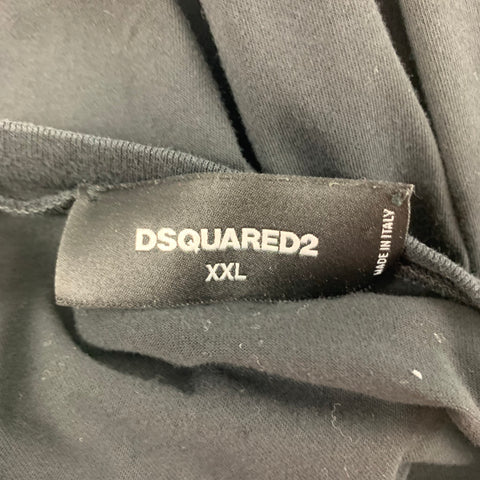 DSQUARED2 Size XXL Black Graphic Cotton Crew-Neck T-shirt