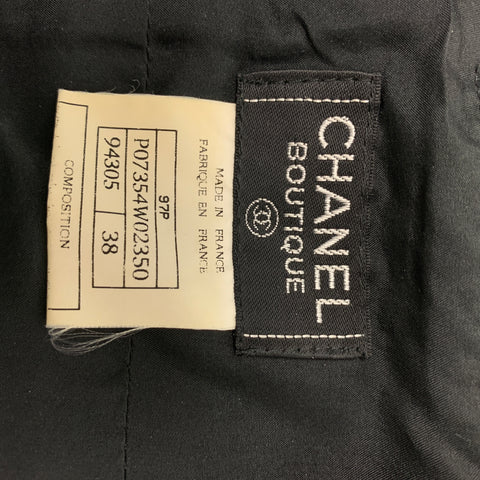 Vintage CHANEL Size 6 Black Textured Wool Nylon Double Breasted Dress Set