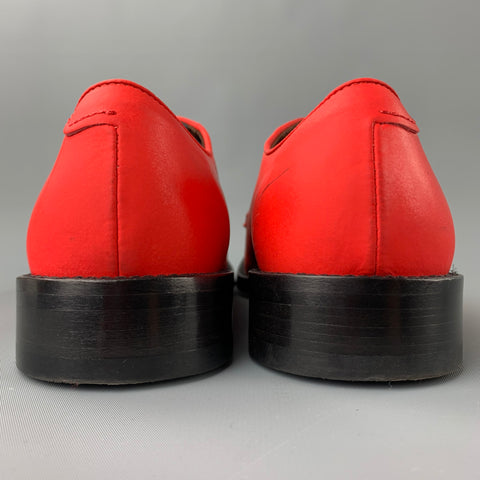 ACNE STUDIOS Size 9 Red Leather Cap Toe Lace Up Shoes