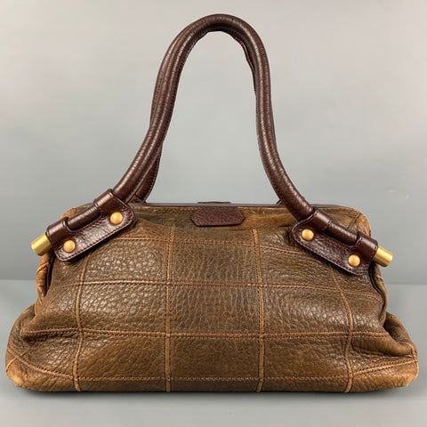 SALVATORE FERRAGAMO Brown Quilted Leather Satchel Handbag