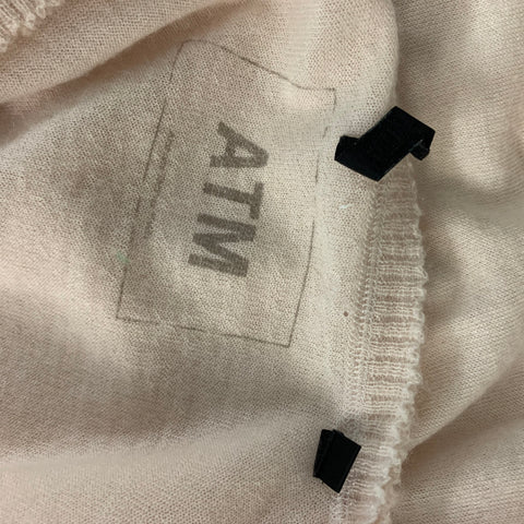 Pull à col en V uni en cachemire rose poudré taille S ATM