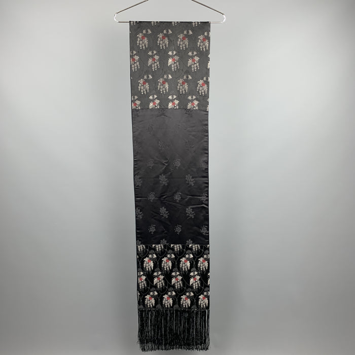 ALEXANDER MCQUEEN Mixed Fabrics Black Silk Scarf