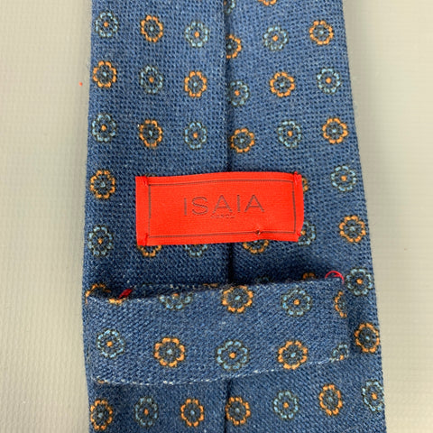 ISAIA Blue & Yellow Floral Wool Tie