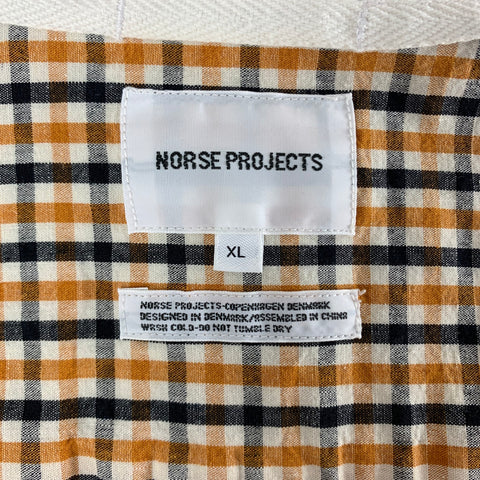 NORSE PROJECTS Size XL Yellow Black & White Checkered Short Sleeve Shirt