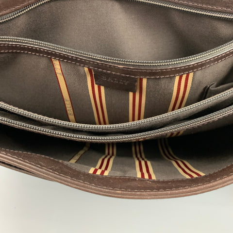 BALLY Brown Leather Crossbody Briefcase Bag