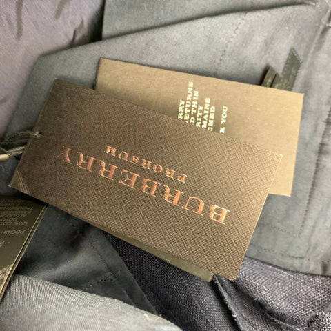 BURBERRY PRORSUM Size 36 Indigo Blue Linen Zip Casual Pants