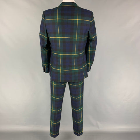 PAUL SMITH Size 42 Regular Navy Green Plaid Wool Notch Lapel Suit
