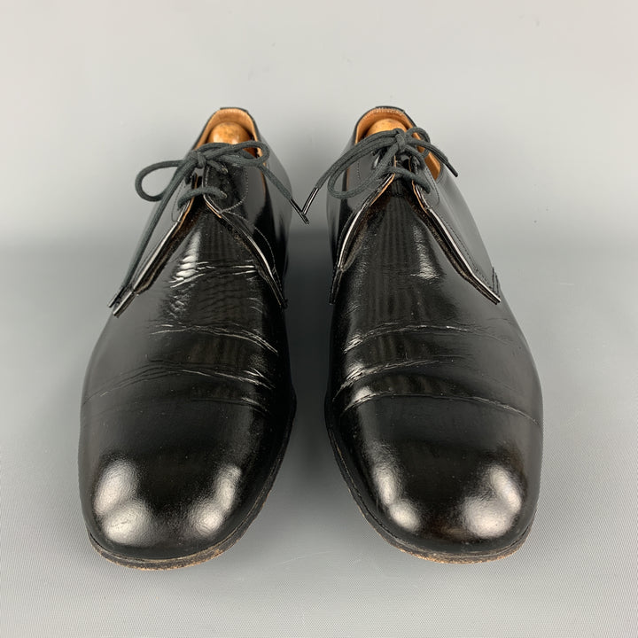 Vintage CHURCH'S Size 9 Black Patent Leather Leather Sole Lace Up Shoes