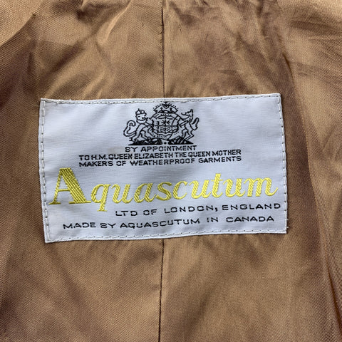 AQUASCUTUM Size XL Khaki Cotton / Polyester Belted Double Breasted Trenchcoat