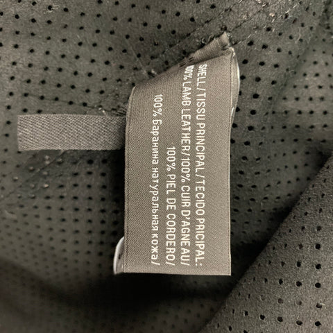RALPH LAUREN Black Label Talla 2 Chaqueta de piel de cordero perforada de cuero negro
