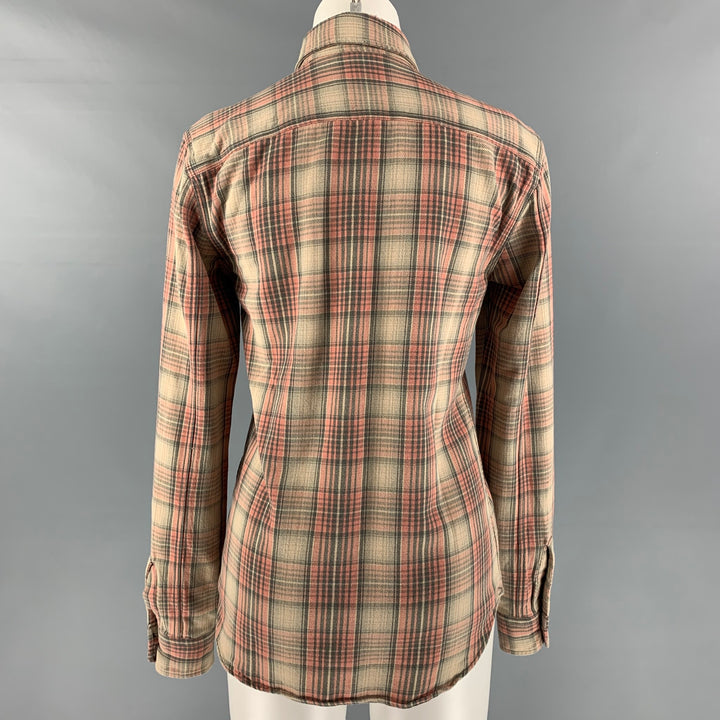 RRL by RALPH LAUREN Size S Pink Beige Cotton Plaid Blouse