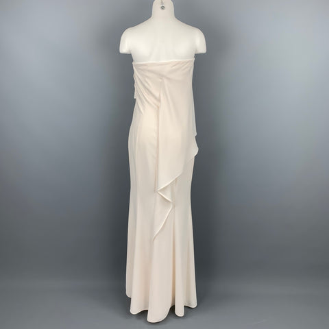 CARMEN MARC VALVO Taille 2 Robe colonne en polyester crème à une épaule