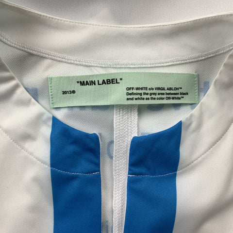OFF-WHITE Size M Blue & White Print Polyester Bike Cycle Half Zip T-shirt