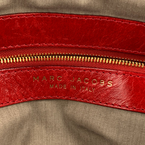 MARC JACOBS Red Quilted  Leather Chain Link Top Handles Handbag