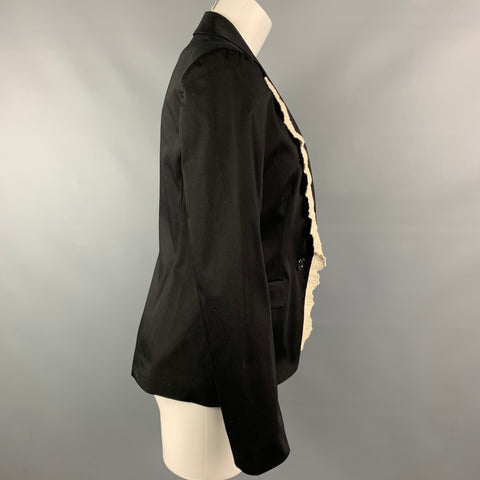 LOVE MOSCHINO Size 6 Black & White Acetate / Cotton Jacket