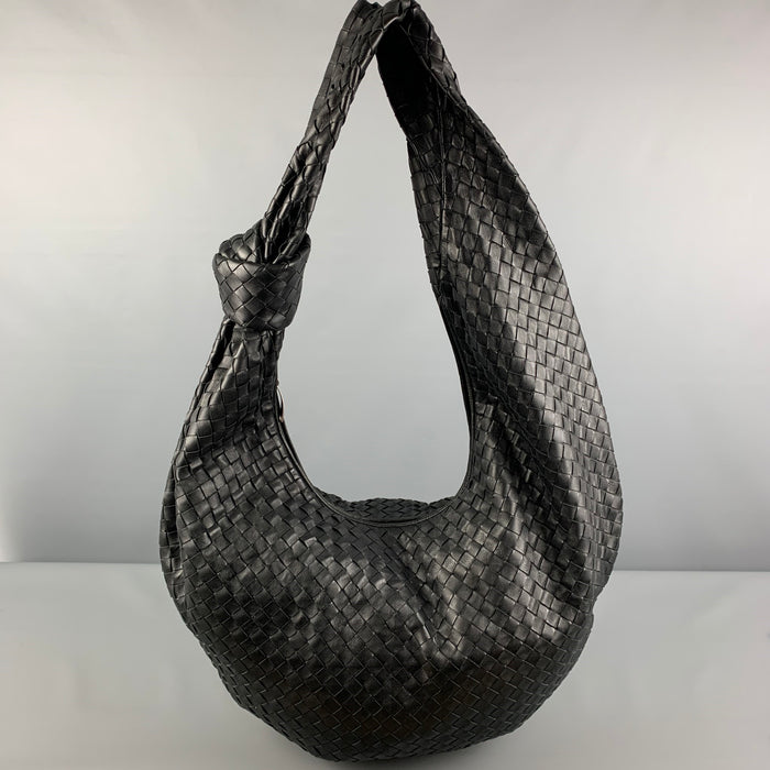 BOTTEGA VENETA Black Leather Maxi Inrecciato Jodie Handbag