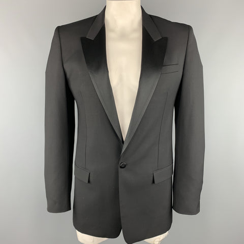MARC JACOBS Size 40 Black Wool Peak Lapel Sport Coat Tuxedo Jacket
