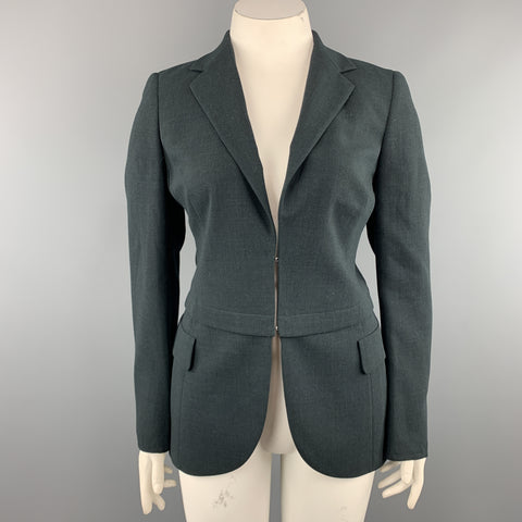 AKRIS Size 12 Forest Green Wool Zip Off Sport Coat Blazer Jacket