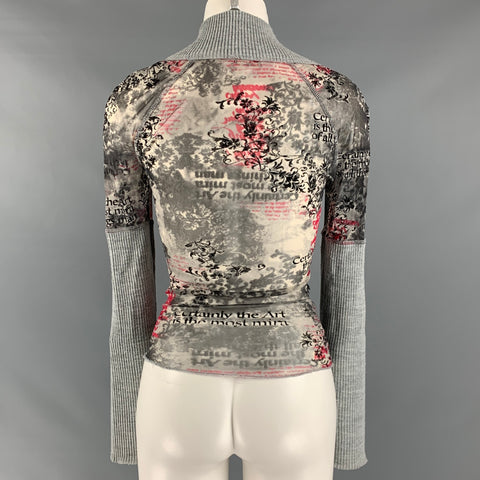 SHARAGANO Paris Size S Grey Multi-Color Polyamide Abstract Pullover