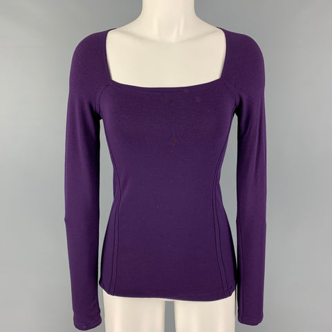 DONNA KARAN Size S Purple Viscose Blend Long Sleeve Casual Top