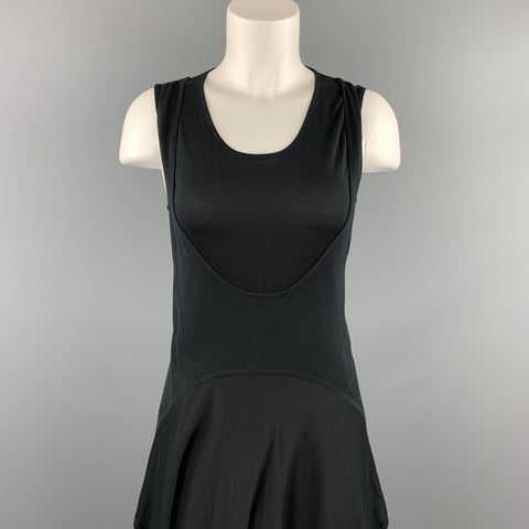 BALENCIAGA Size 4 Black Knitted Silk Tank Overlay Sleeveless Dress