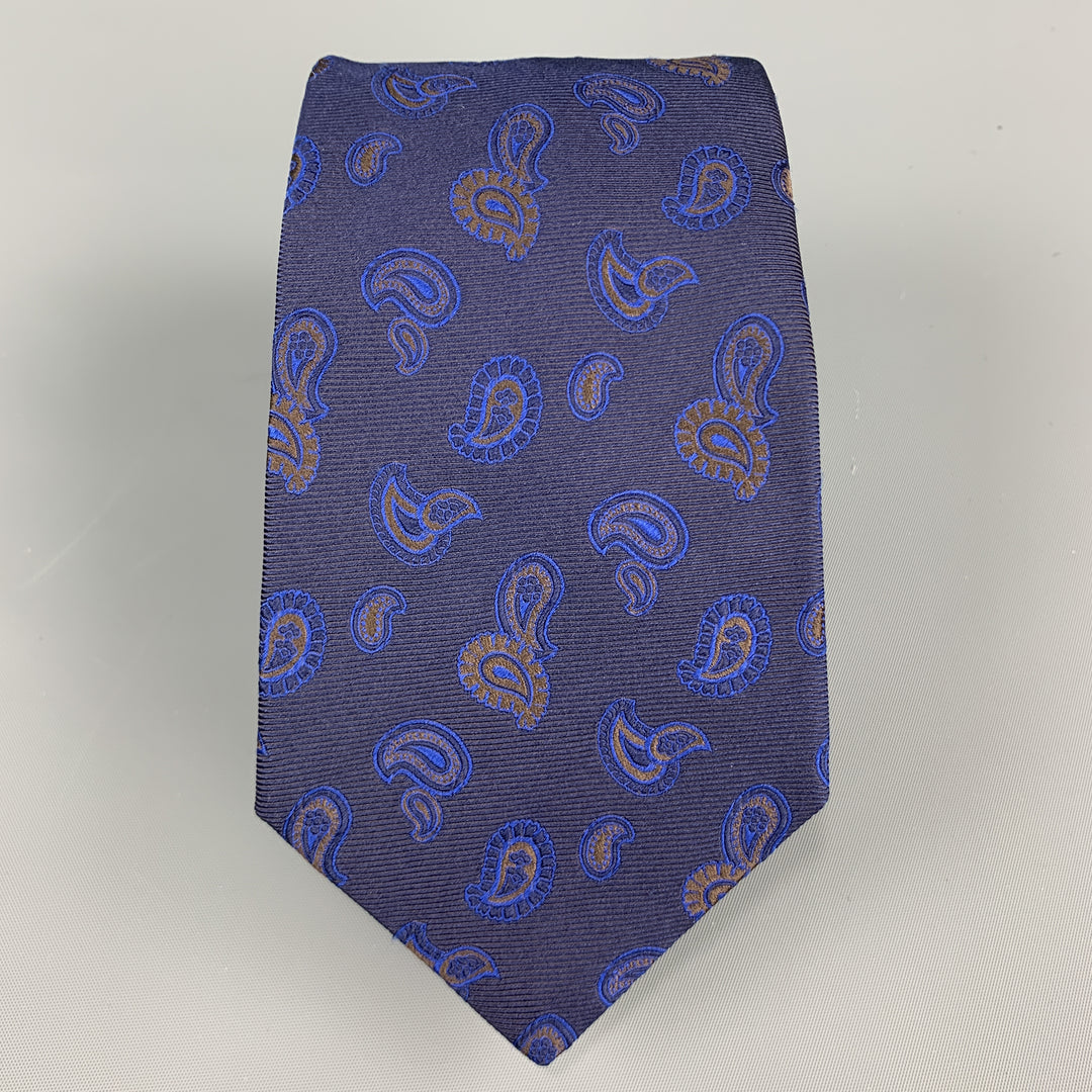 KITON Navy Paisley Silk Tie