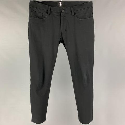THEORY Size 32 Black Cotton Polyester Zip Fly Raffi Pants