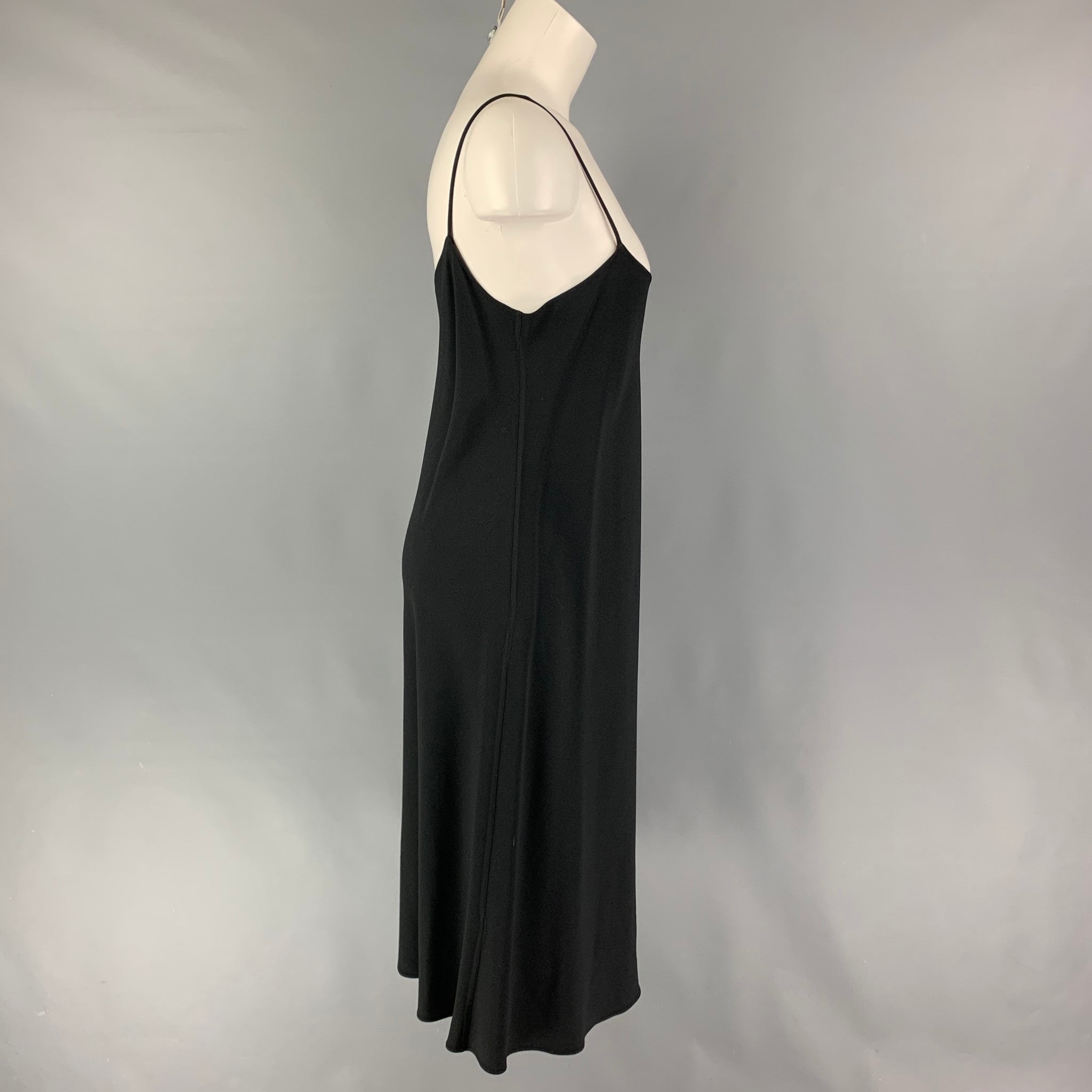 THE ROW Size M Black Acetate Blend Spaghetti Straps Dress Sui