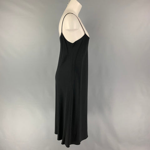 THE ROW Size M Black Acetate Blend Spaghetti Straps Dress