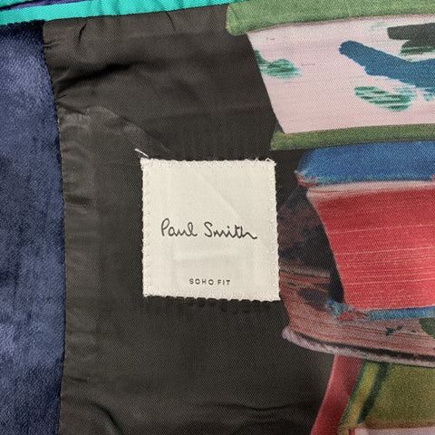 PAUL SMITH Taille 42 Costume à revers cranté en velours bleu marine régulier